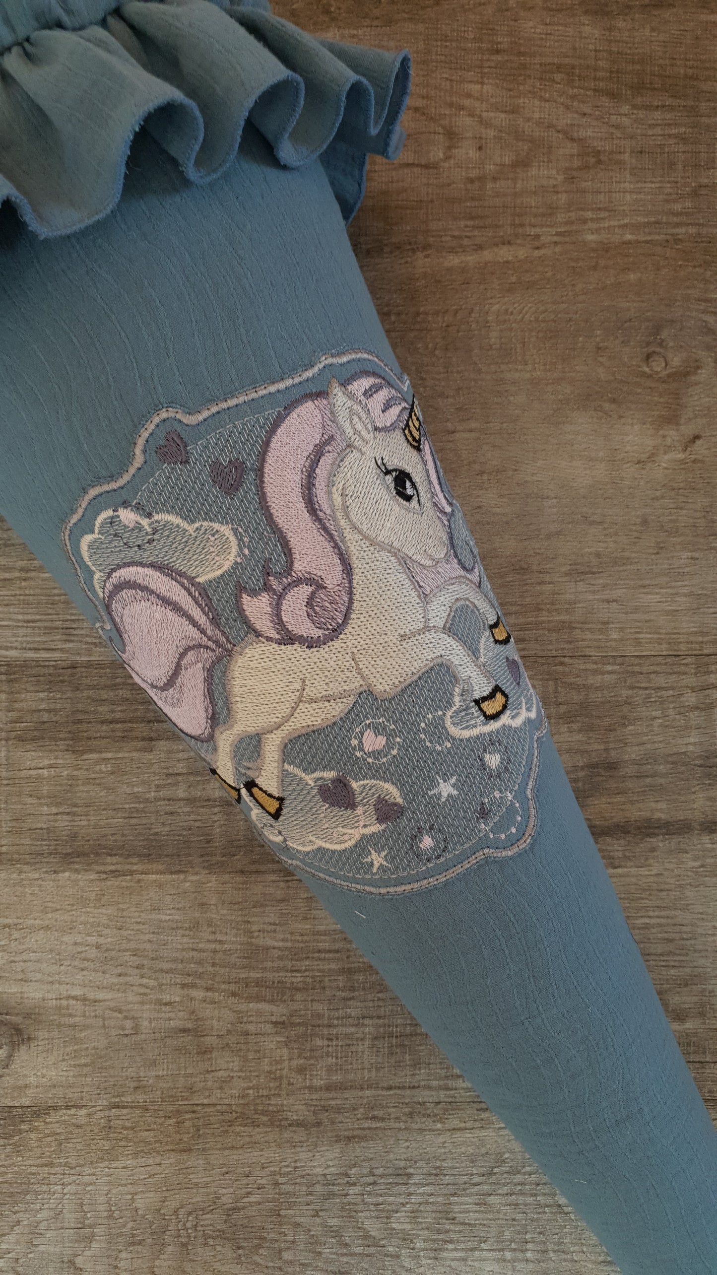 Schultüte-Kitatüte "Einhorn" bestickt mit Namen und/Datum (ohne Rohling)