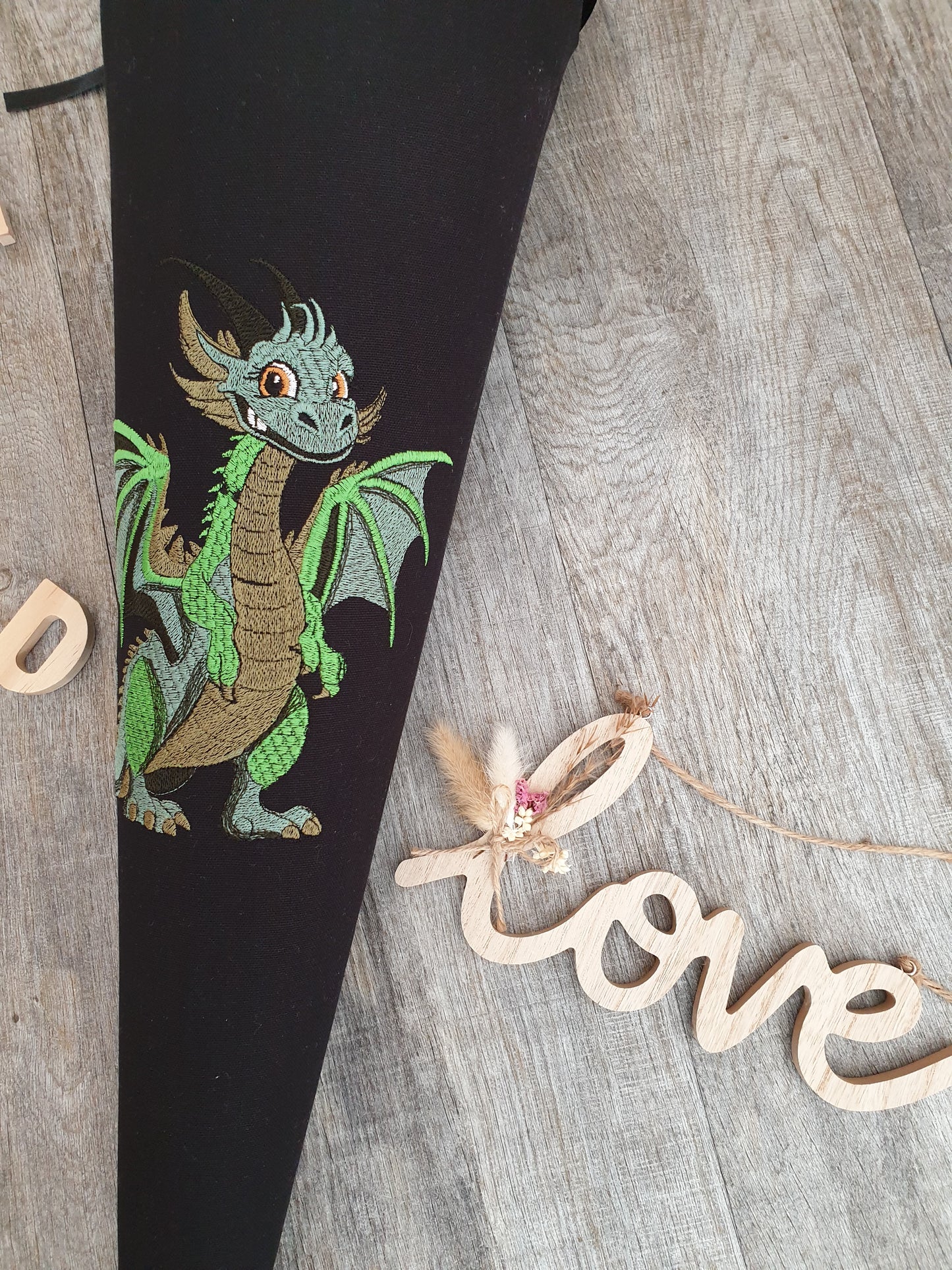 Schultüte-Geschwister & Kitatüten- Bestickt- Drache - Zuckertüte- Einschulungstüte mit Personalisierung (ohne Rohling).
