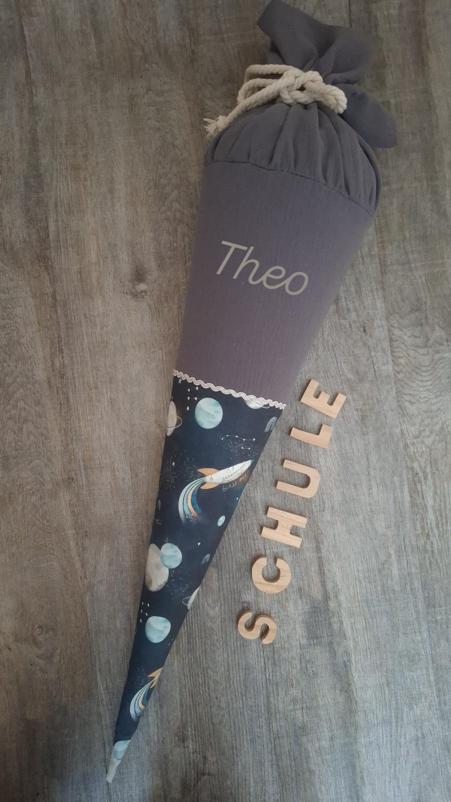 Schultüte Zuckertüte Weltraum Weltall Galaxy Einschulung handmade Stoff 70 cm(ohne Rohling)