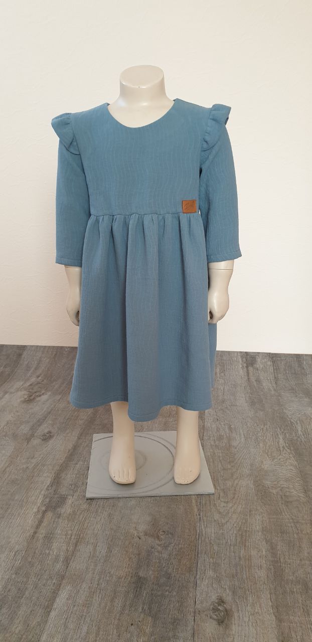 Mädchenkleid aus Bio Musselin (100% Baumwolle), verschiedene Farben und Größen.