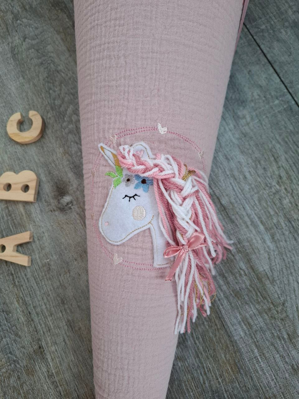 Personalisierte Schultüte Einhorn Boho – Name & Jahr – Zuckertüte aus Musselin – Schulanfang 2025 – Mädchen Einschulung (ohne Rohling)