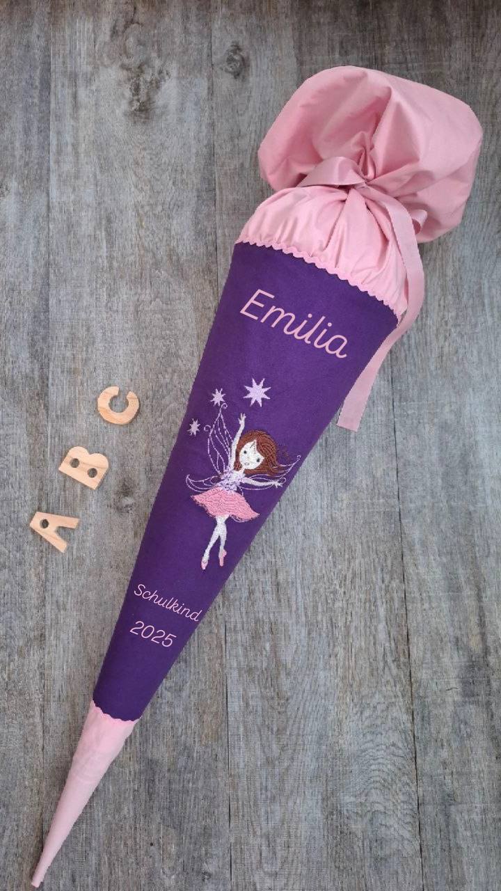 Schultüte, Schule, Geschwistertüten, Einschulung, Ballerina, Balletttänzerin aus Baumwolle (Ohne Rohling).