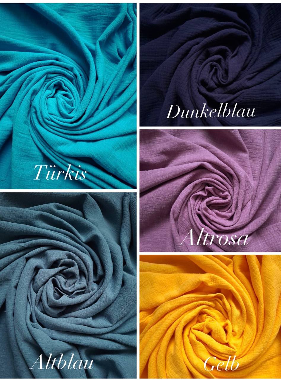 Mädchenkleid aus Bio Musselin (100% Baumwolle), verschiedene Farben und Größen.