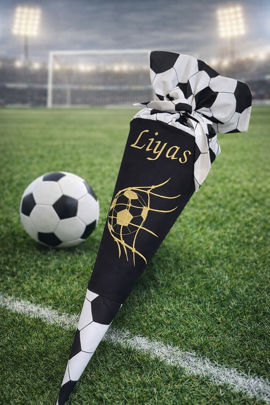 Personalisierte Fußball Schultüte mit Name-Stoff Schultüte Einschulung 2026 Geschenk für Jungen zum Schulanfang.