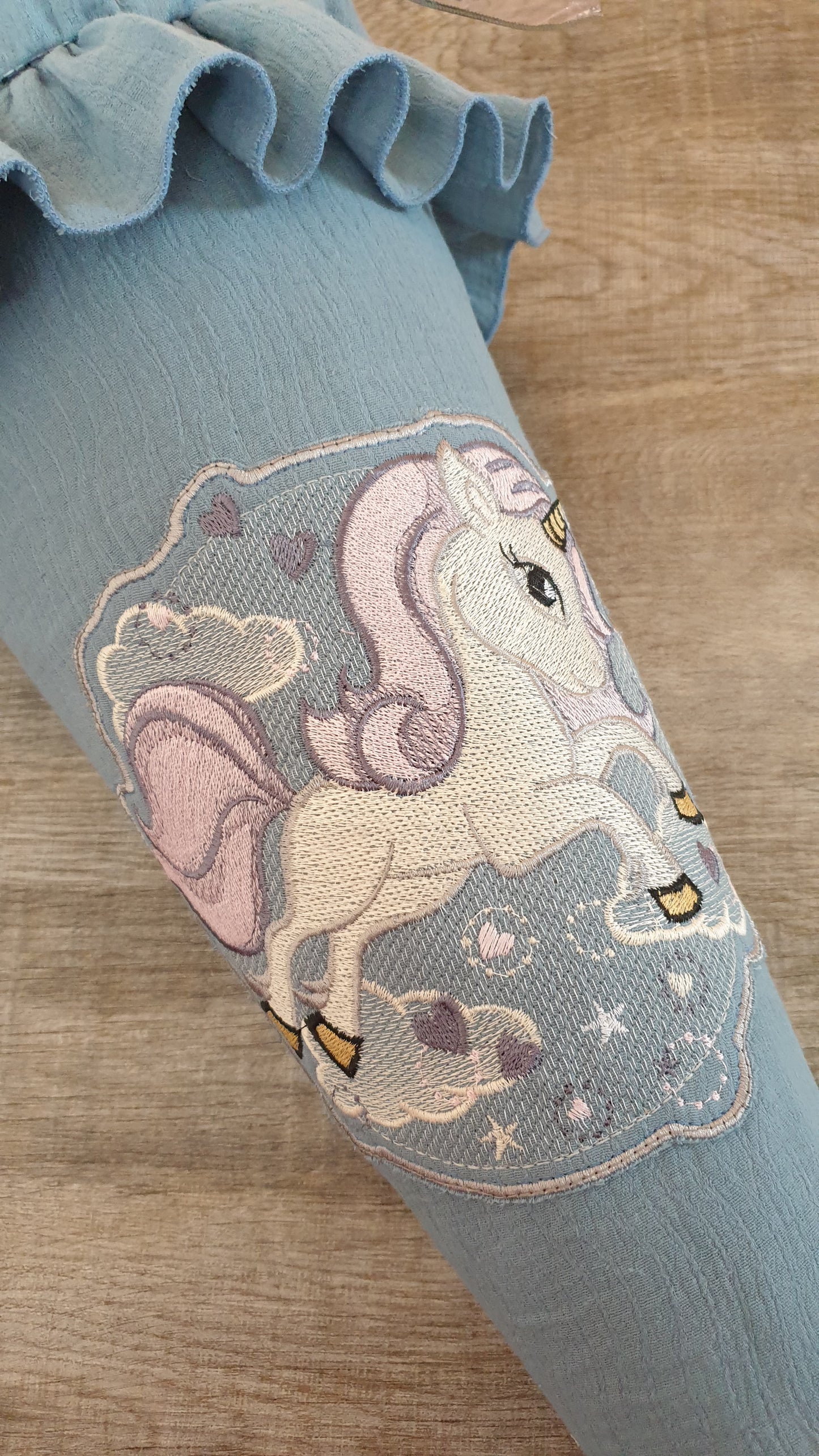 Schultüte-Kitatüte "Einhorn" bestickt mit Namen und/Datum (ohne Rohling)