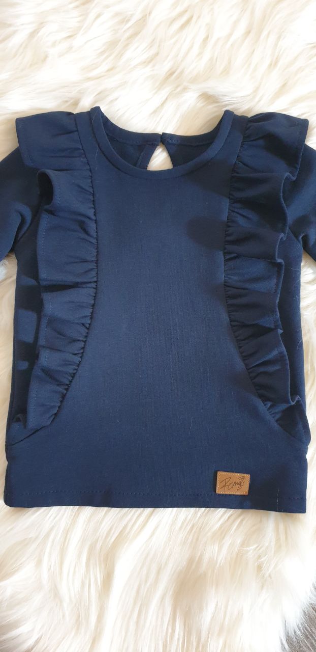 Kinderpulli, Longsleeve Pulli, Kinder-Shirt, Frühlings Outfit, Softpullover, Shirt mit Rüschen, Rüschenshirt.