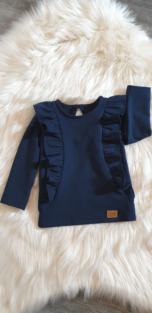 Kinderpulli, Longsleeve Pulli, Kinder-Shirt, Frühlings Outfit, Softpullover, Shirt mit Rüschen, Rüschenshirt.