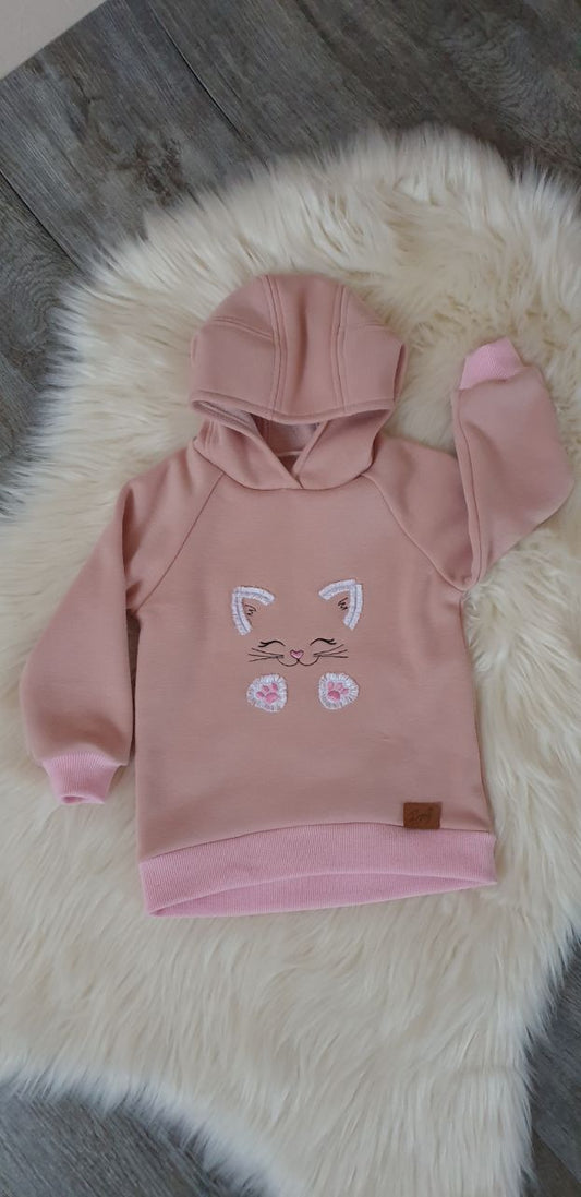 Niedliches Katzen Kapuzen Hoodie für Mädchen in Rosa