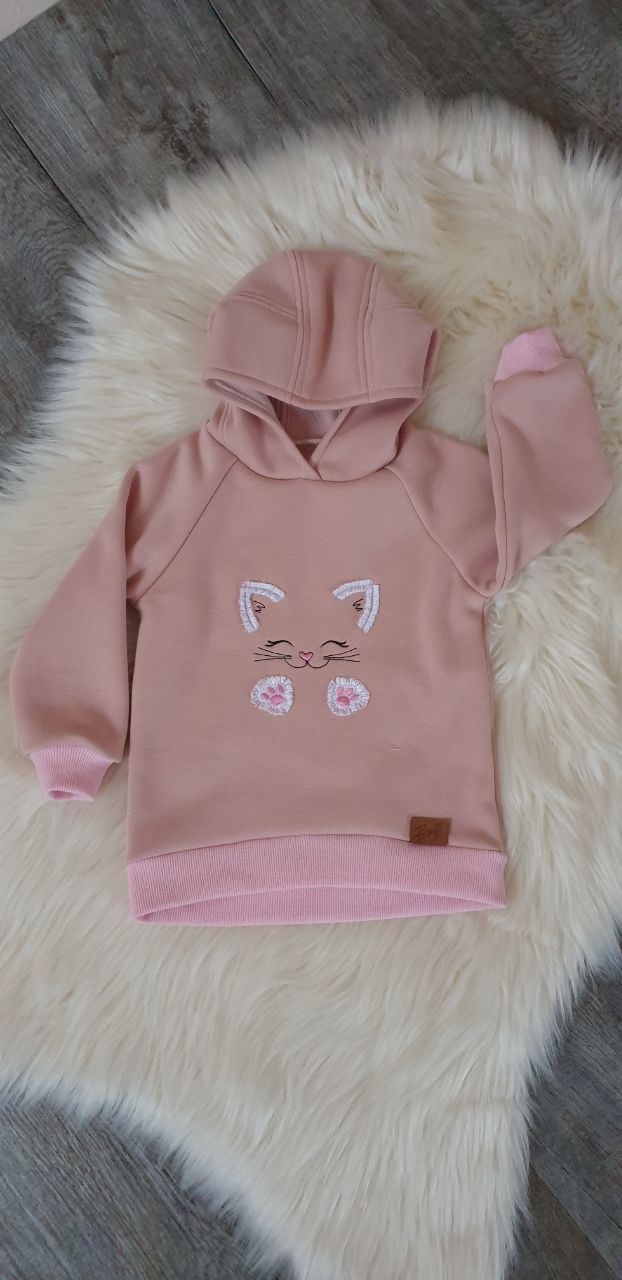 Niedliches Katzen Kapuzen Hoodie für Mädchen in Rosa