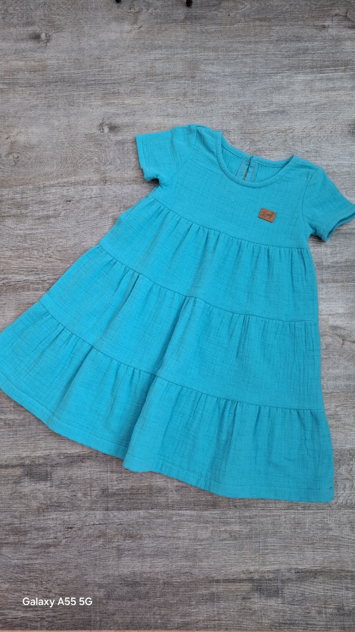 Mädchenkleid aus Musselin • Sommerkleid Baby/Kleinkind • Türkis • handgemacht • Größe 86–122“