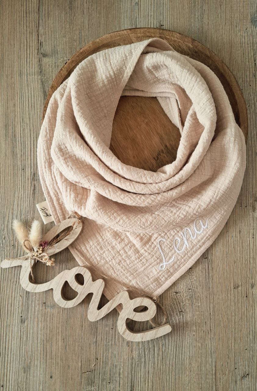 Bio Musselin Kinderhalstuch ,Dreieckstuch, Spucktuch zum knoten aus Musselin mit Namen *personalisierbar*