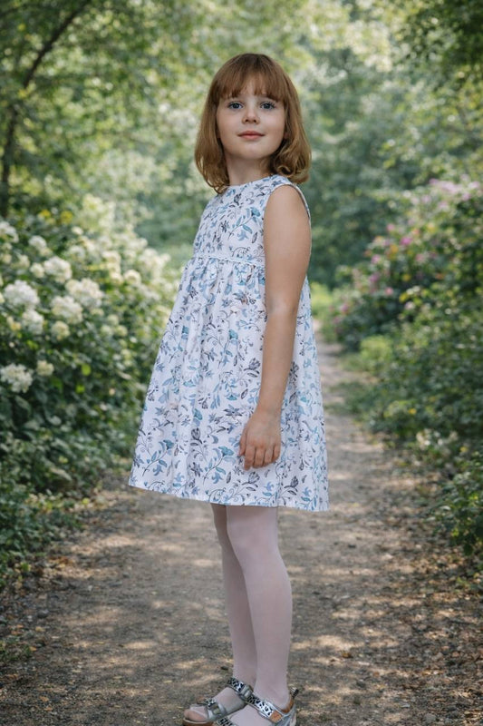 Schickes Sommerkleid -Mädchenkleid -Einschulungskleid aus Popeline mit Blumenmuster.