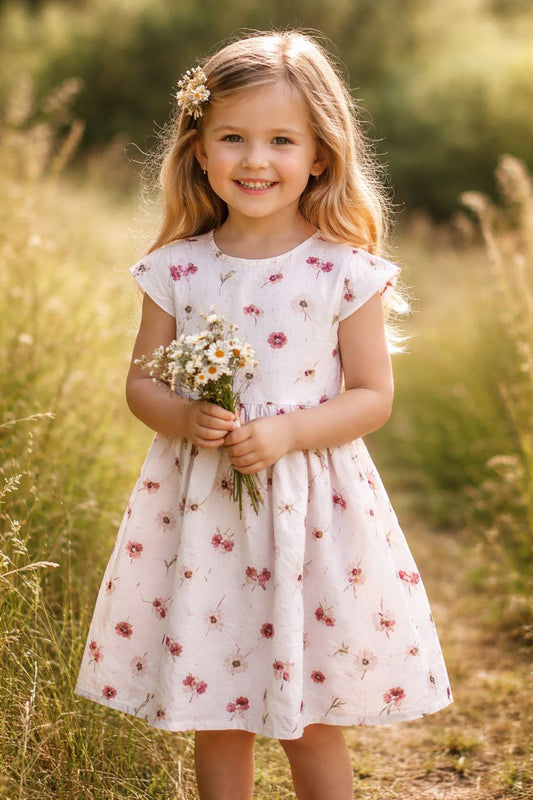Mädchen-Sommer-Einschulung Kleid mit Flügelärmel