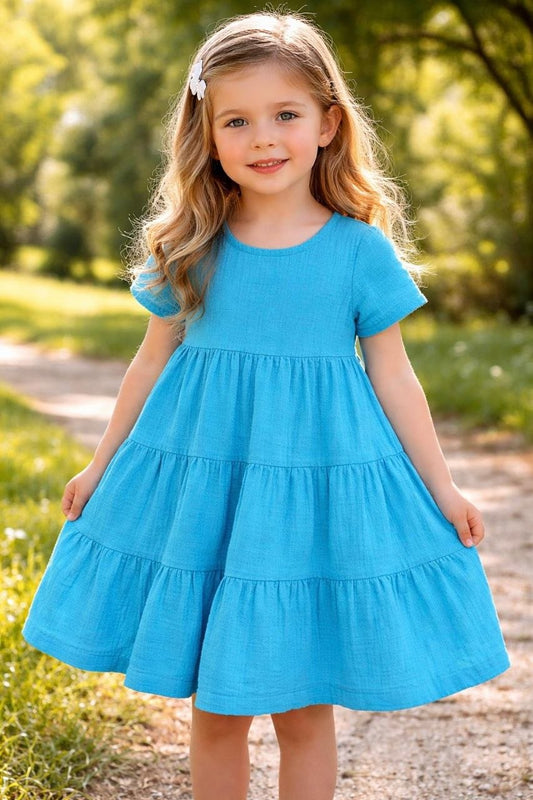 Mädchenkleid aus Musselin • Sommerkleid Baby/Kleinkind • Türkis • handgemacht • Größe 86–122“