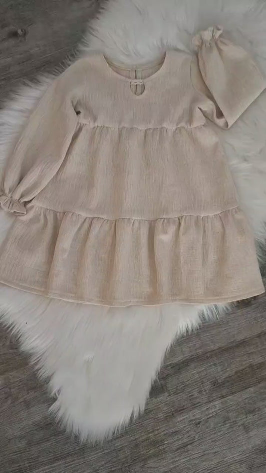 Mädchen, Musselin Langarm Kleid, Baumwolle
